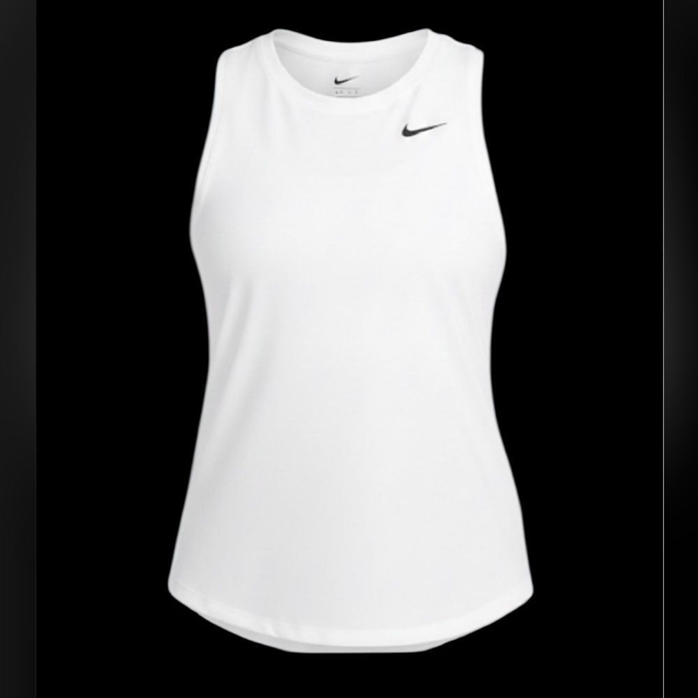 12. Nike NWT Dri-fit Curvy Size Racerback Curved-Hem Tank Top White/Black